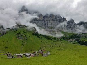A large cleft in a Swiss mountain